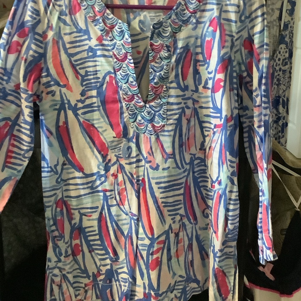 Lilly Pulitzer Multicolor Wave Pattern Blouse - image 1
